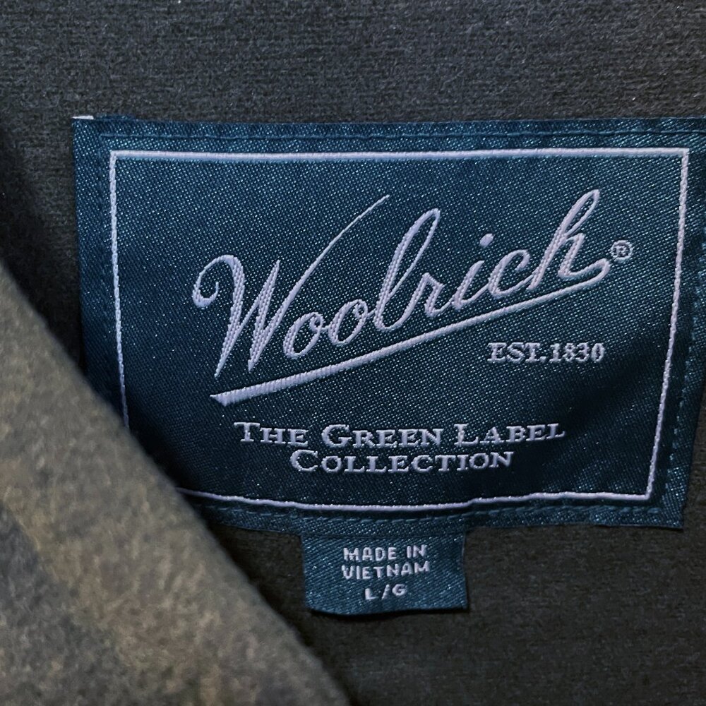 WOOLRICH Chamois Men 100% Brushed Cotton Button Up Long Sleeve Shirt Green L NEW - Picture 8 of 11